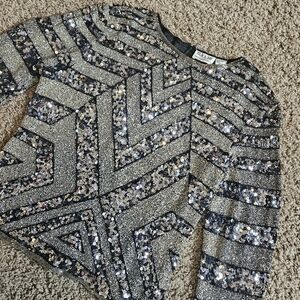 Black Tie Vintage Sequined Top